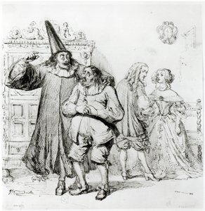 Argan e Monsieur Purgon, de "The Illusionary Ill" (1673) de Molière (1622-1673) de Grandville